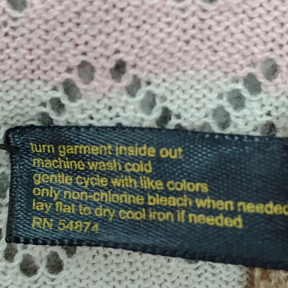 Outback Red Open Knit Cardigan Size XS Red and Beige Striped Short Sleeve - Picture 6 of 7